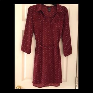 Burgundy polka dot dress